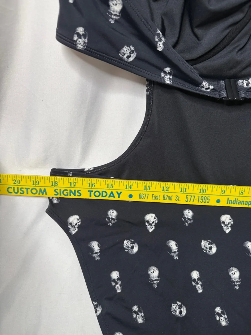 Killstar Black Halter Cutout One-Piece Swimsuit with White Skull Print - Picture 6 of 8